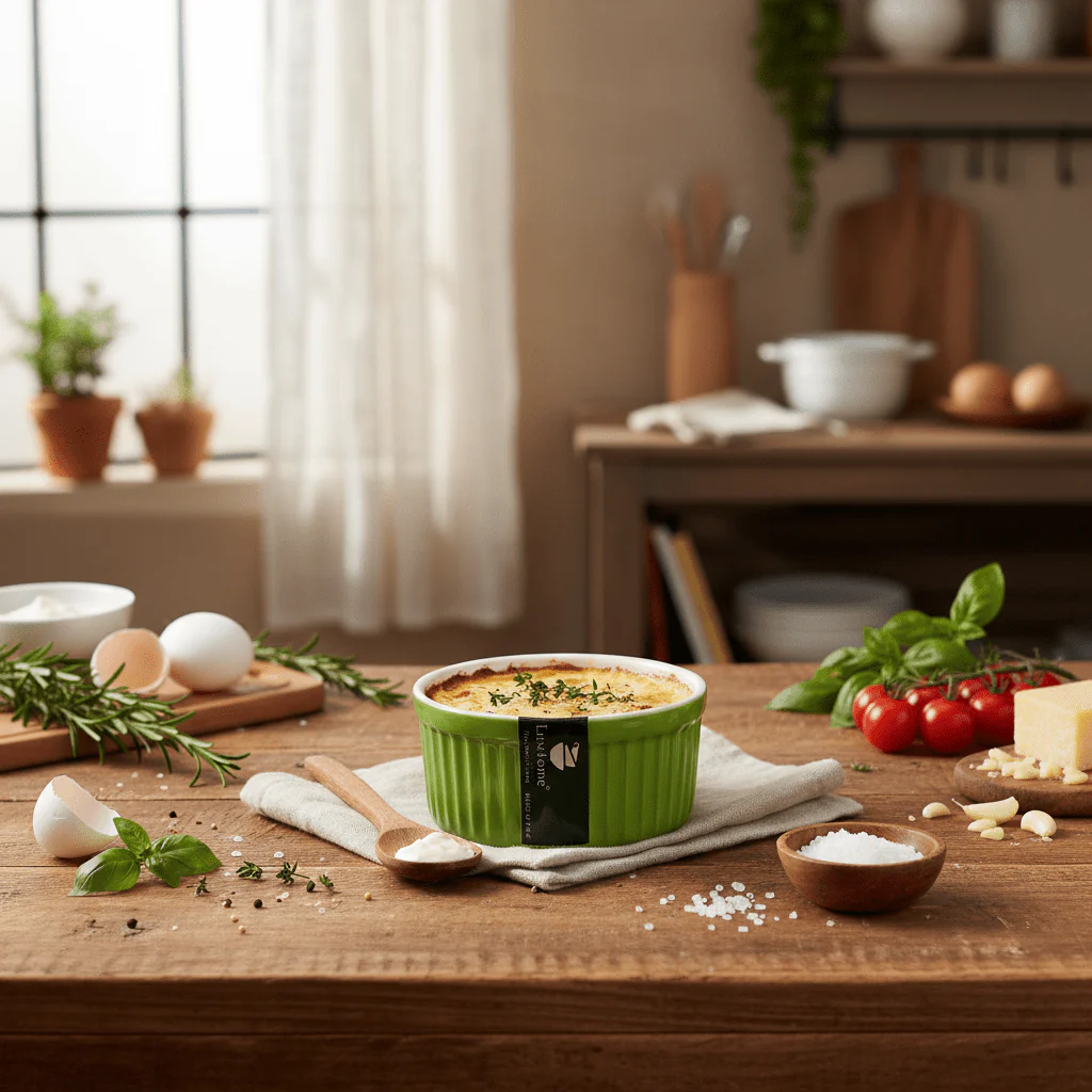 Luxehome Premium Green & White Ceramic Ramekin Bowl | 9×4cm |Green & White , Navy Blue & White | - Image 2