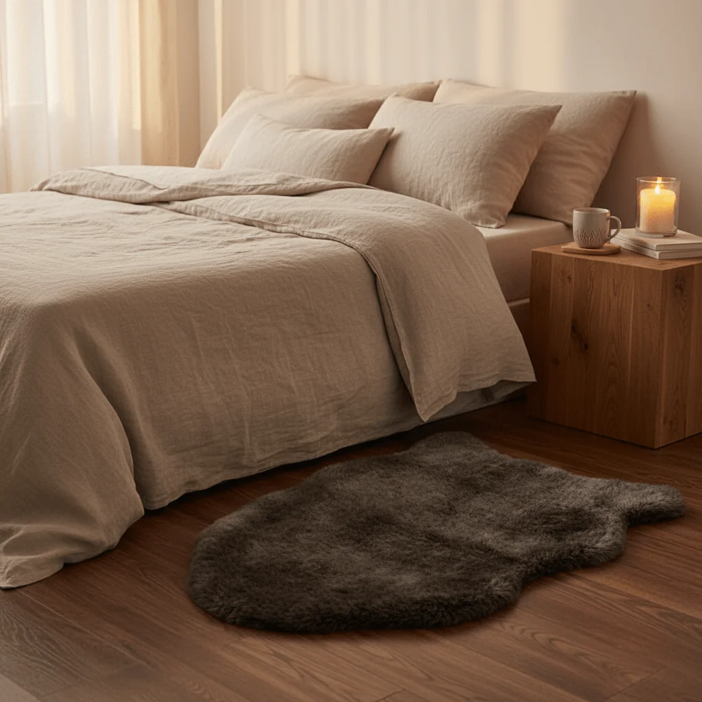 Luxurious Faux Fur Area Mat | 60×90 cm | Soft Fluffy Non-Slip Floor Mat for Bedroom, Living Room & Cozy Spaces | Dark Brown Taupe - Image 3