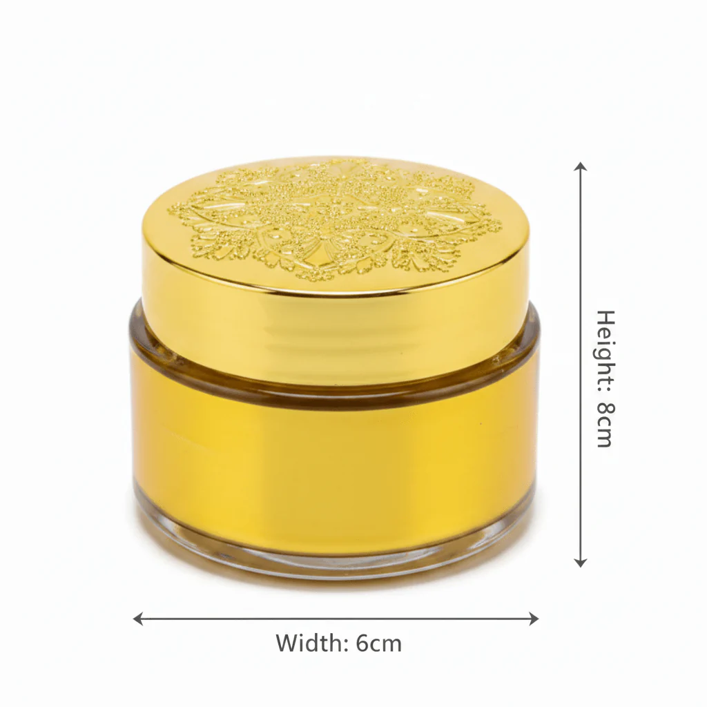 Luxury Embossed Glass & Plastic Jar — 8×6cm - Gold / Silver / Brown - Image 6