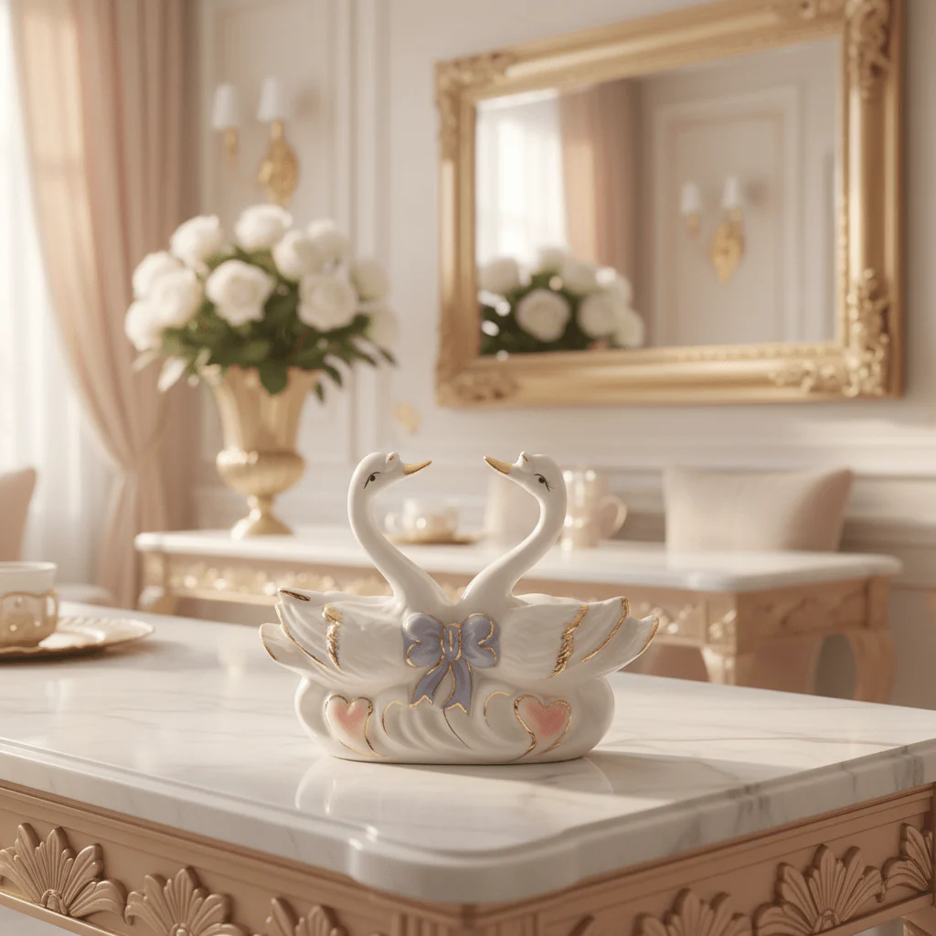 Luxury White Ceramic Swan Table Décor with Elegant Artistic Finish for Home Decoration – 12×10cm - Image 2