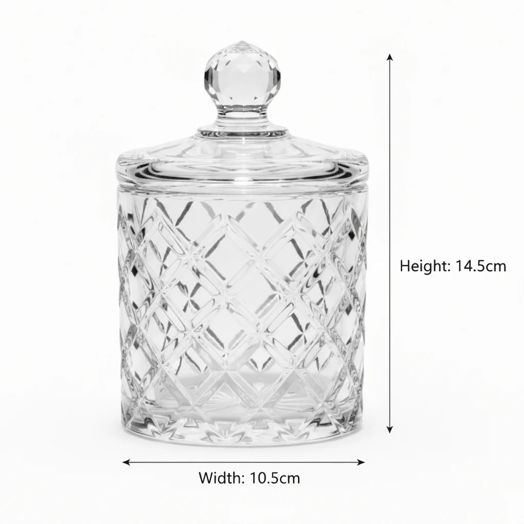 M.E.W Crystal Glass Candy Pot with Lid - 10.5×14.5 cm - Image 5