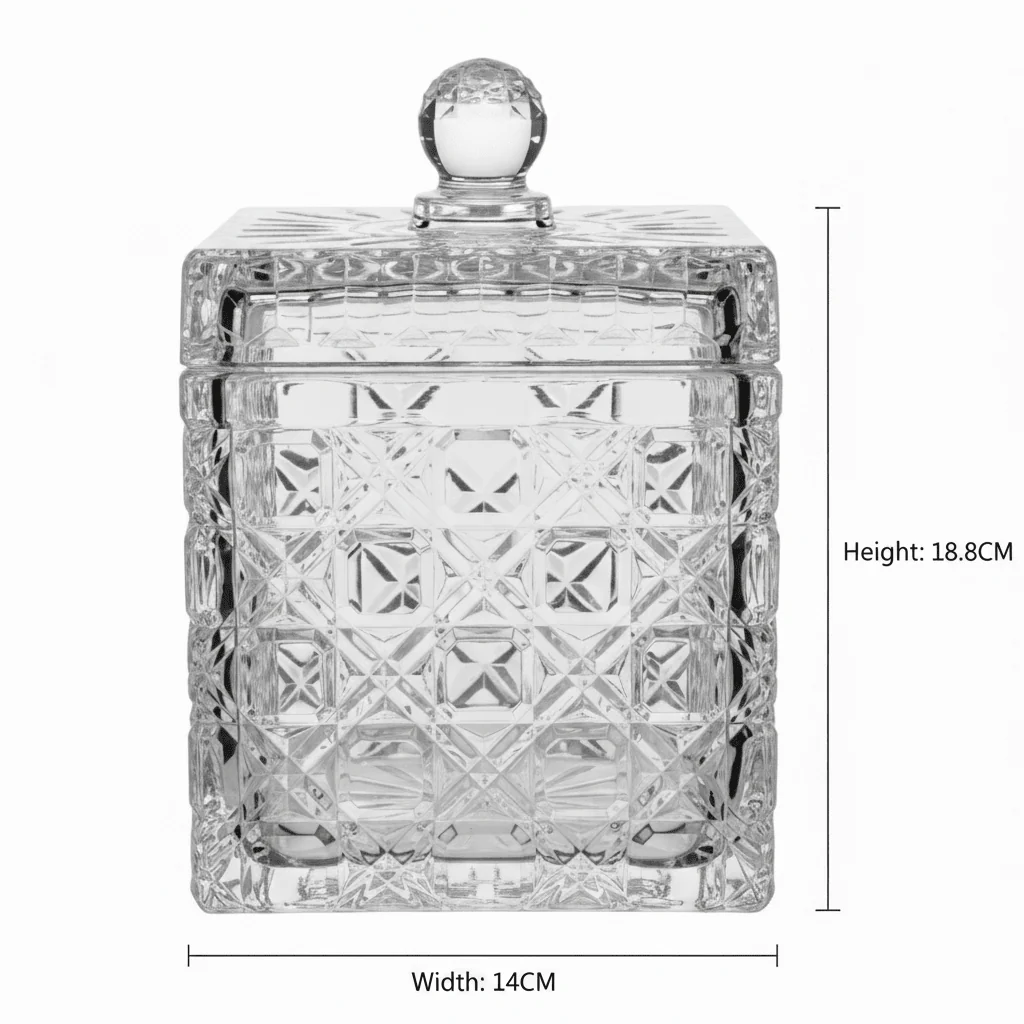 M.E.W Crystal Glass Candy Pot with Lid - 14×18.8cm - Image 4