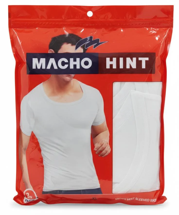 Machohint Men’s Cotton Sleeved Vest – Comfortable Everyday Innerwear, White, Size XL (Pack of 3)