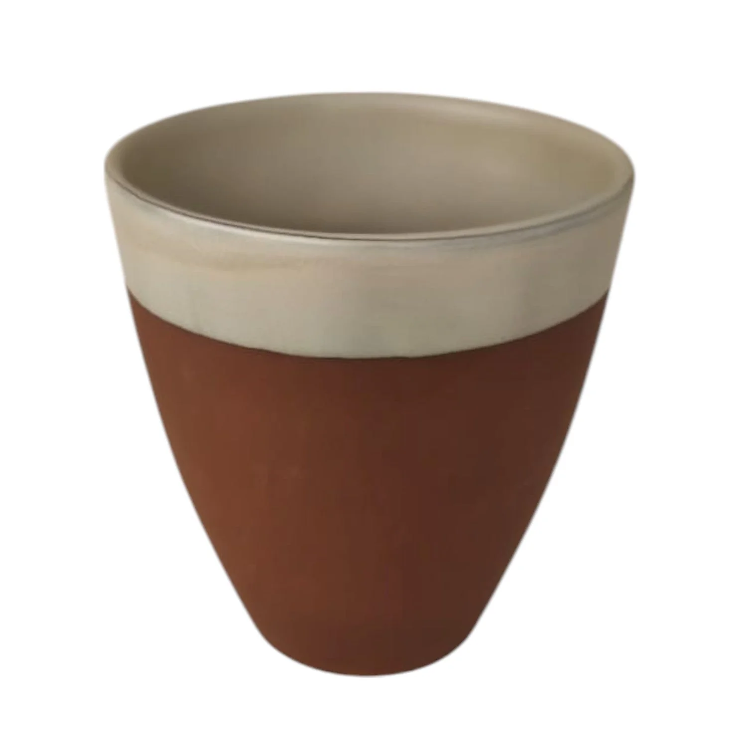 Maria Terracotta Clay Cawa Cup -6cmX7cm-FloralWhite&Clay - Image 3