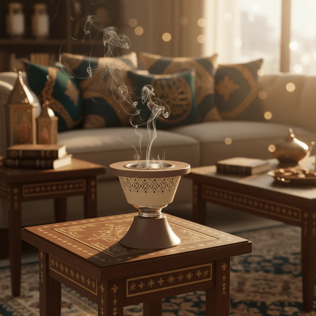 Metal Incense Burner – Mabkhara | 12cm | Arabic Bakhoor Holder | Rose Gold & Green | - Image 2