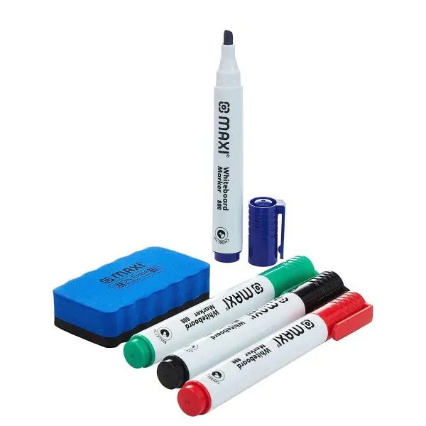 MAXI  2 Sided Pink Whiteboard A4 + 5Pc Colour Markers + 1Pc Dry Wipe Eraser - Image 2