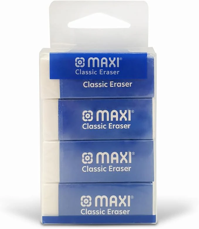 Maxi Classic Dust Free Eraser Medium 12Pc Pet Pack, For Erasing Performance For School, Office And Home - Image 3
