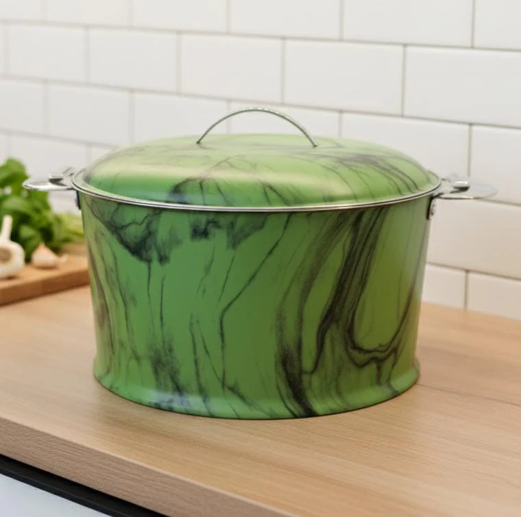 MAXIMA Large Capacity Hot Pot – 5000ml Premium Stainless Steel Double Wall Food Warmer In Rustic Green Color For Keeping Meals Hot & Fresh Longer