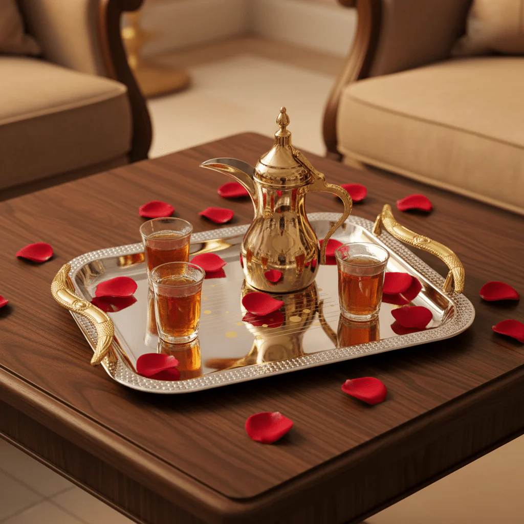 Maximan Luxury Silver & Gold Stainless Steel Serving Tray with Handles | 28.5 × 19 cm | - Image 2