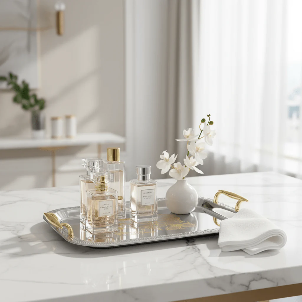 Maximan Premium Silver & Gold Stainless Steel Serving Tray with Handles — 40×29 cm - Image 4