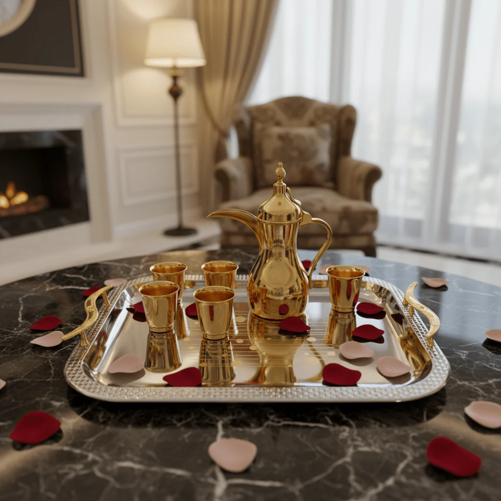 Maximan Luxury Silver & Gold Stainless Steel Serving Tray with Swan Handles | 40×29cm - Image 3