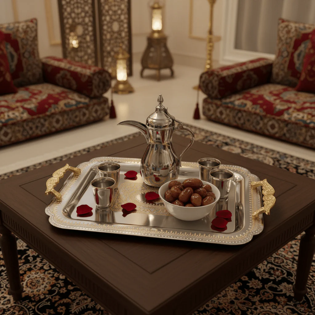 Maximan Silver & Gold Stainless Steel Serving Tray with Handles | 43.5 × 30 cm | - Image 3