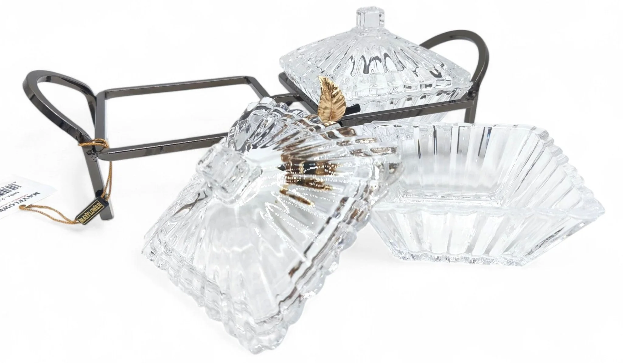 Mayflower 2Pcs Glass Candy Pot With Lid With Chrome Stand - Image 2