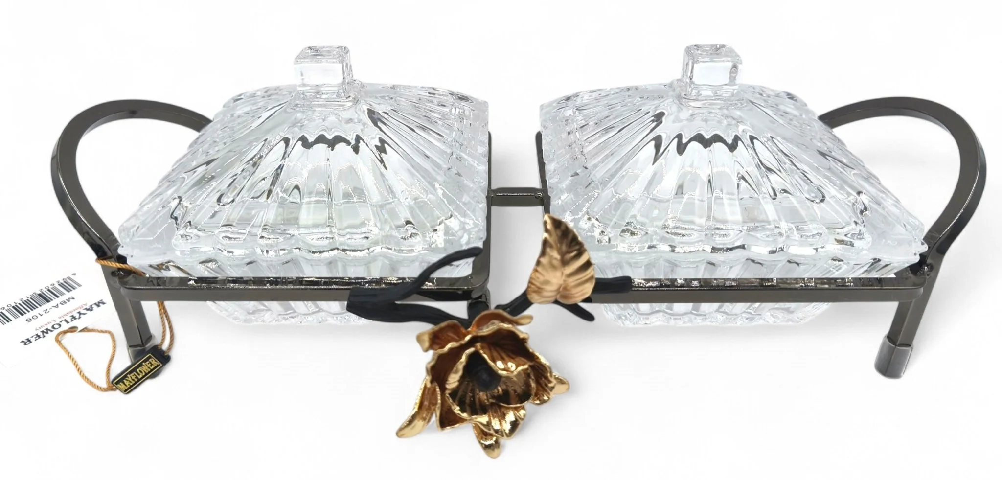 Mayflower 2Pcs Glass Candy Pot With Lid With Chrome Stand - Image 3