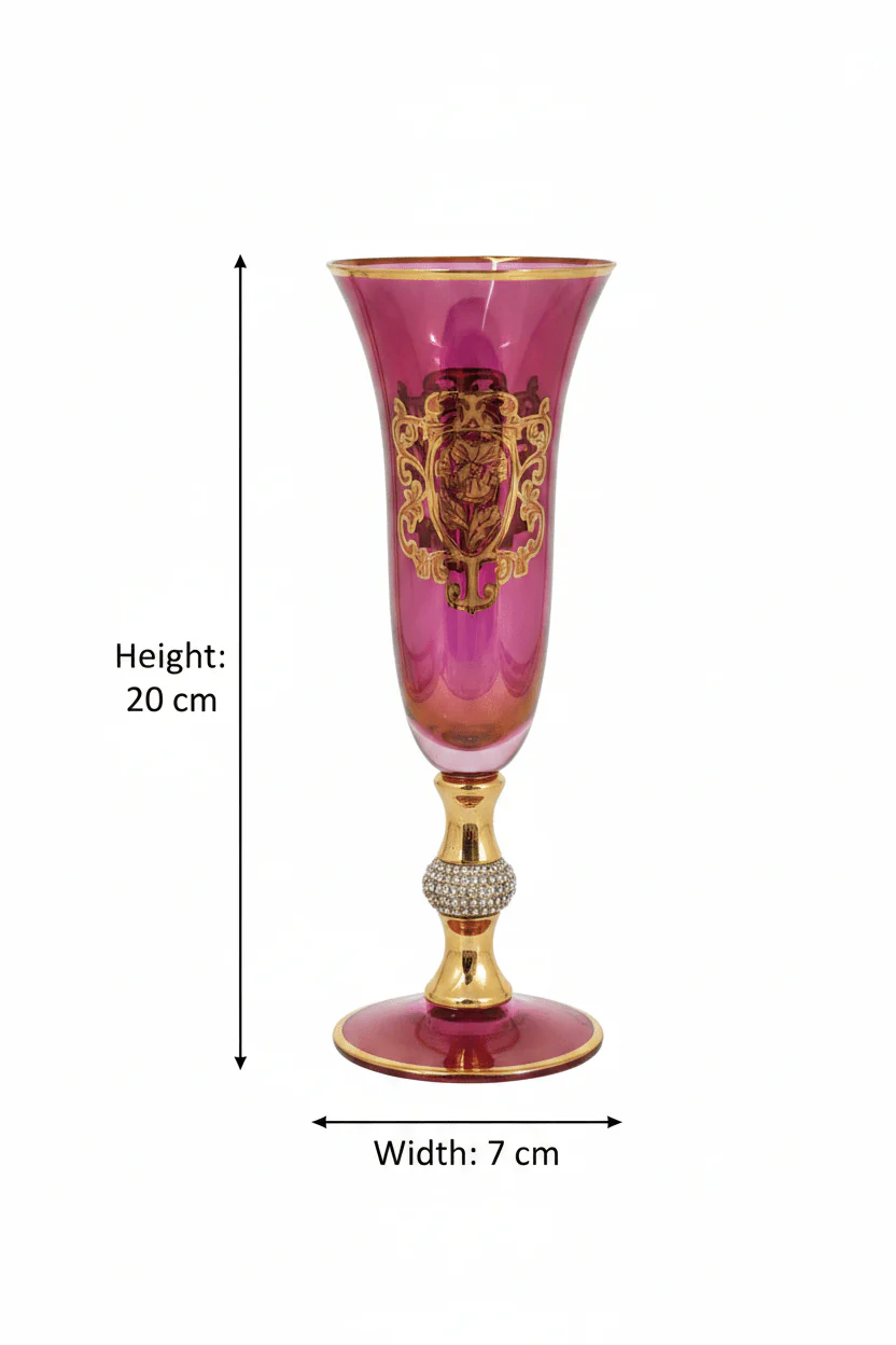 Mayflower 6-Piece Stem Glass Set - Ruby & Gold - 20×7 cm - Image 3