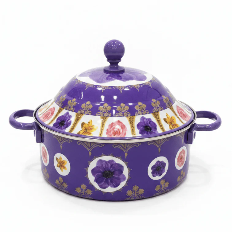 Mayflower Medium Size Stainless Steel Hotpot with Decorative Purple Flower Pattern Practical and Stylish 2500 ml