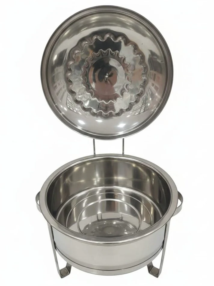 Meera 4000ml Stainless Steel Food Warmer β Elegant Silver with Gold Decorative Trim Design 2 Buffet Server - Image 2