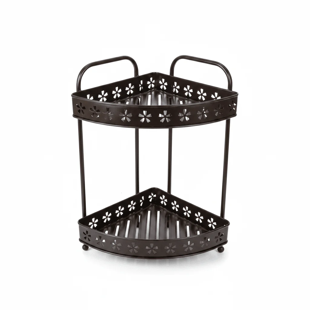 Meta Modern Black Metal 2-Tier Multipurpose Storage and Organizer Rack – 35 cm - Image 2