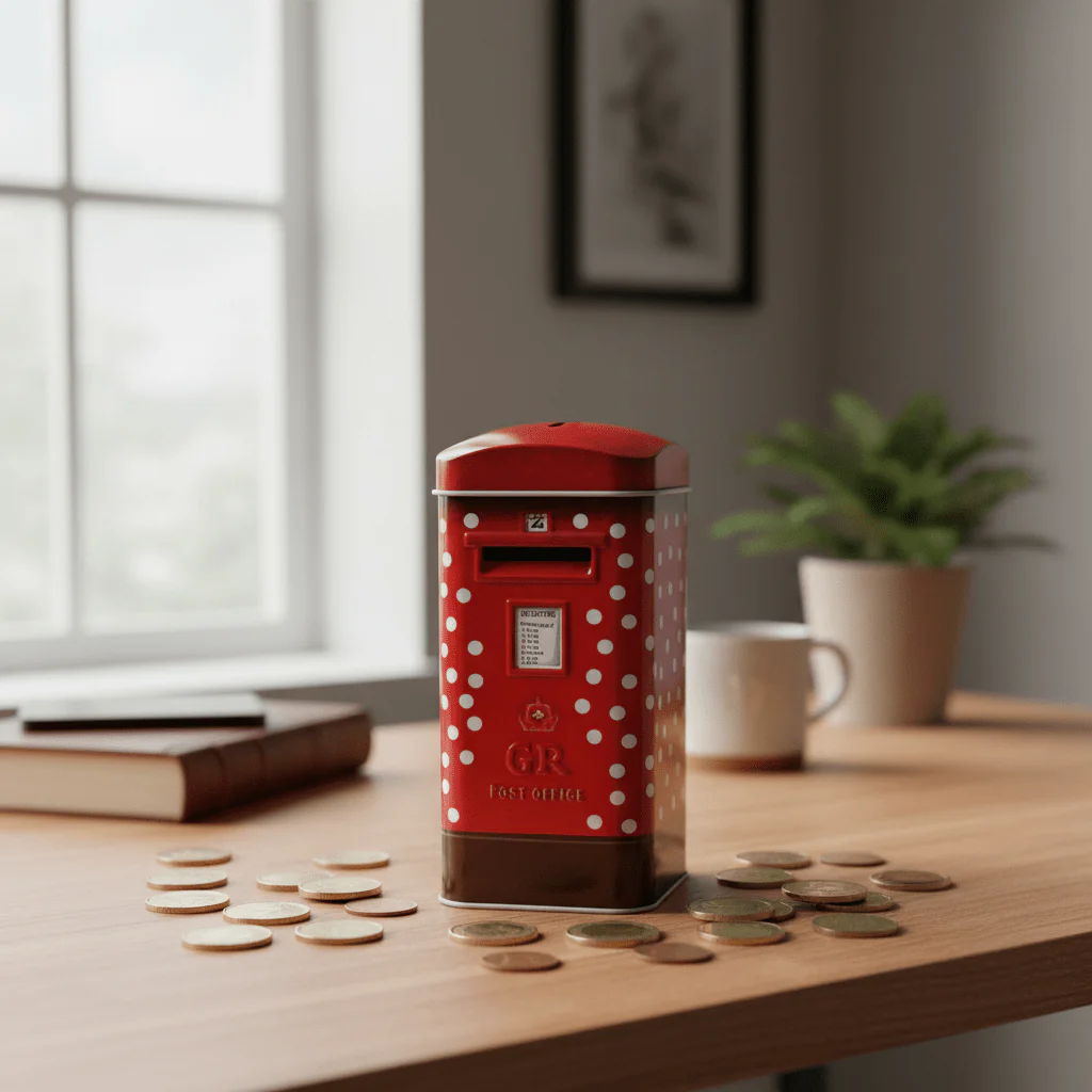 Red Metal Mailbox Coin Bank – British Post Box Design | 17cm - Image 3