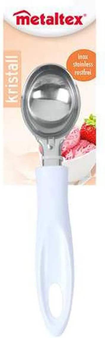 Metaltex Stainless Steel Ice Cream Scoop Plastic Handle -20cm-White&Steel