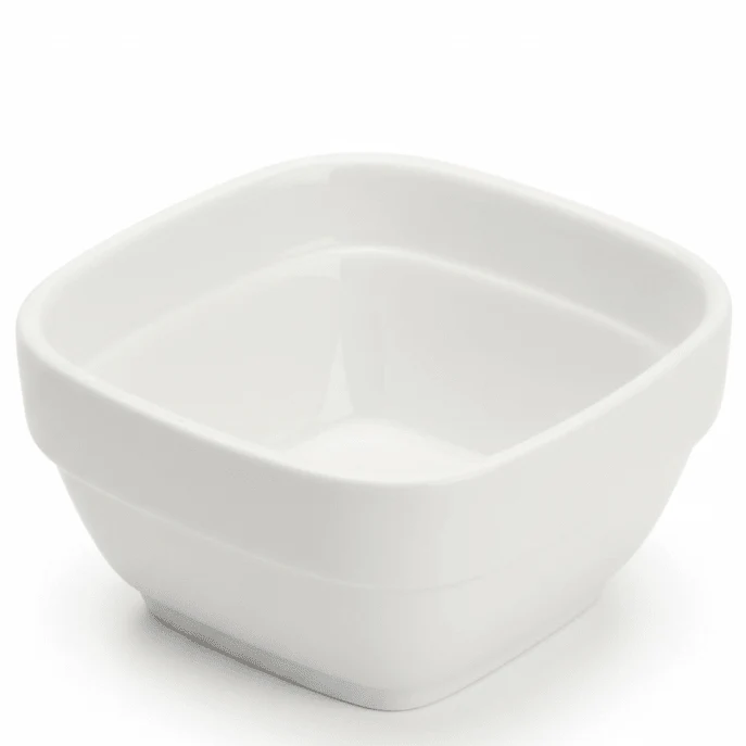 Mezza White Square Ceramic Serving Bowl – 8 cm Stylish Bowl for Snacks, Sides & Fine Dining Presentation