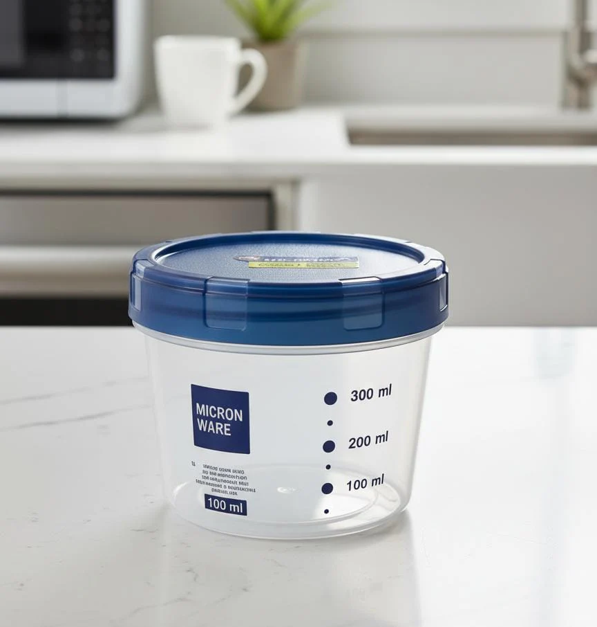 MICRON 500ml Plastic Canister – Transparent Food Storage Jar with Gray Lid, Airtight & Durable