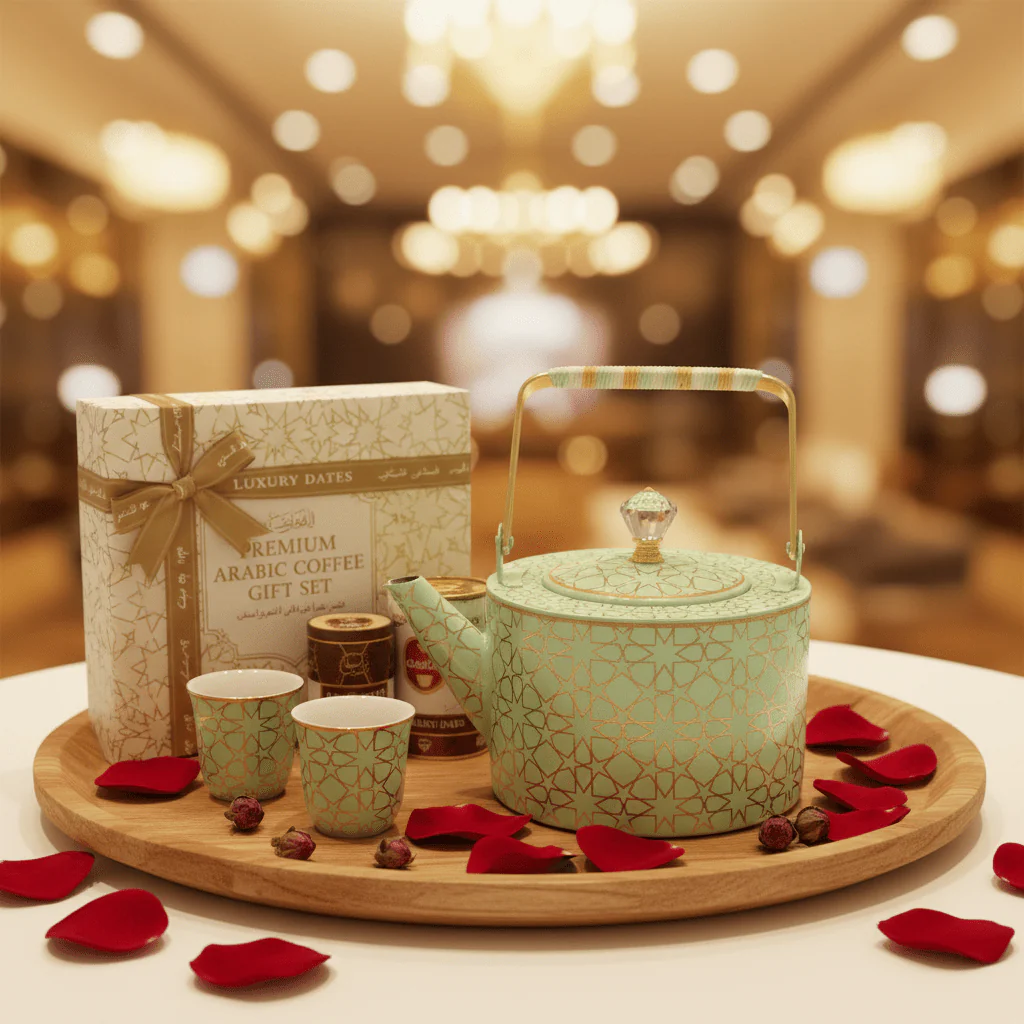 Mint Green & Gold Islamic Geometric Metal Tea Kettle with Crystal Lid Knob | Elegant Arabic Tea Serving Kettle | 2 Litre - Image 4