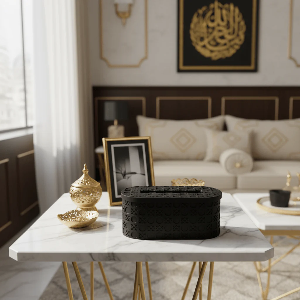 Modern Black Pop Tissue Box Holder with Elegant Minimalist Design – Premium Decorative Tissue Storage Case 21×10 cm - Image 2