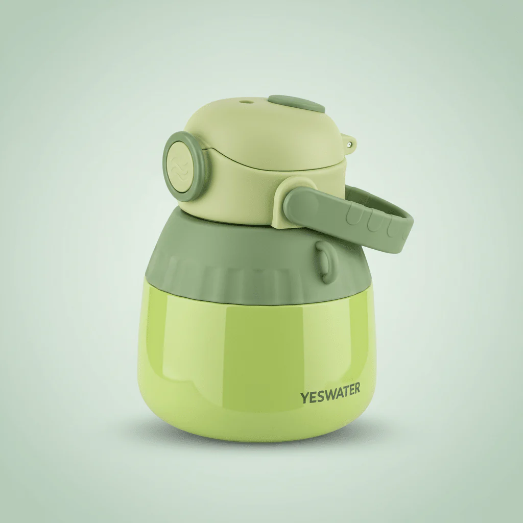 Modern Green Stainless Steel Vacuum Flask with Comfortable Carry Handle 1000ml - Image 3