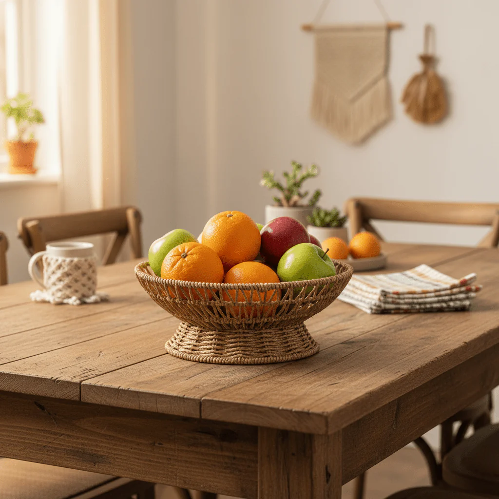 Wire Fruit Basket with Pedestal Base | 25×10 cm | Artisan Home Accent Woven Color - Image 2