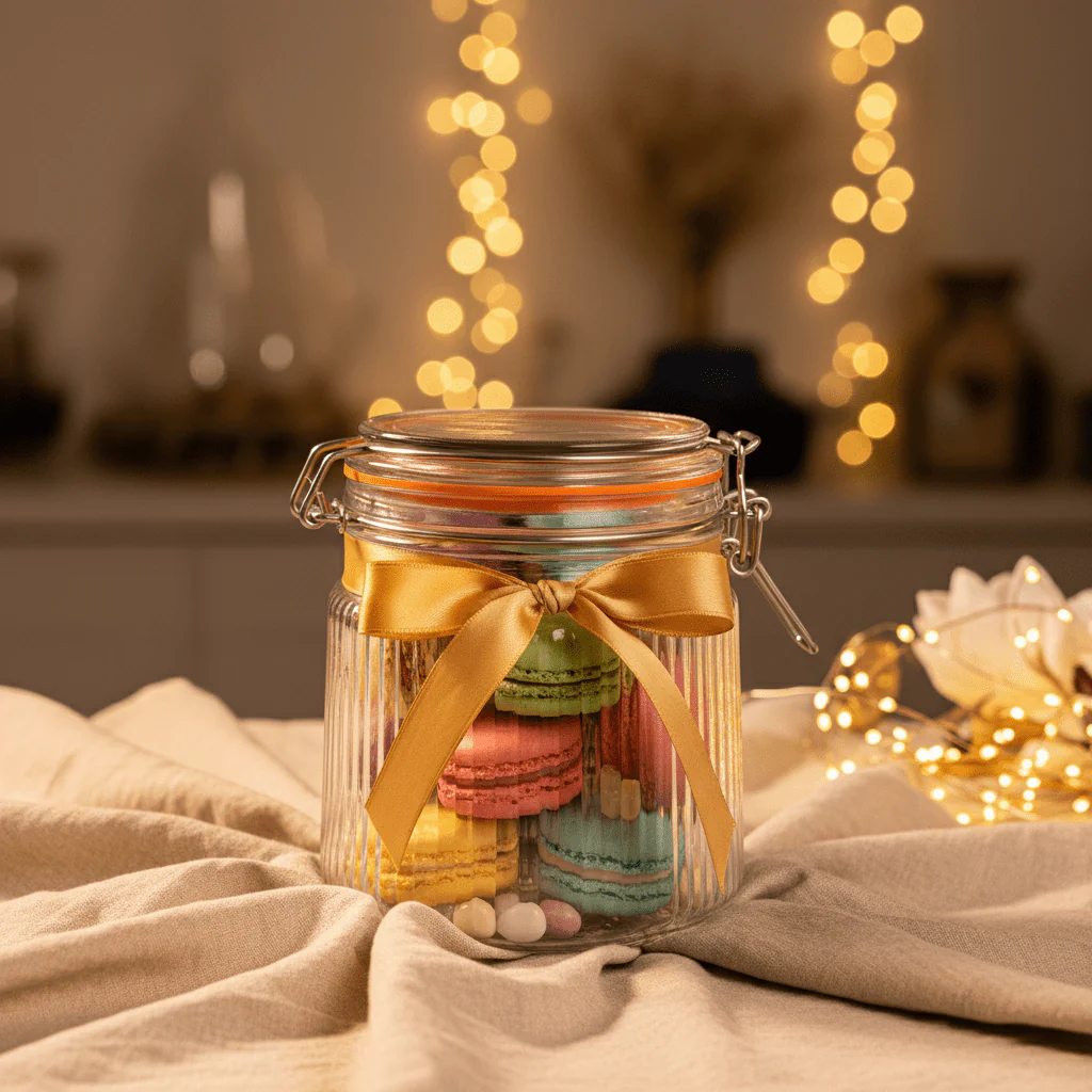 Nautilus Ribbed Glass Clip Jar 800ml | Airtight Bail Latch Storage Jar with Silicone Seal - Image 3