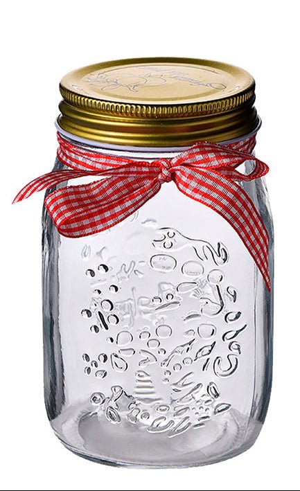 Millerhaus Glass Storage Jar 1000Ml with Metal Lid, Clear and Gold