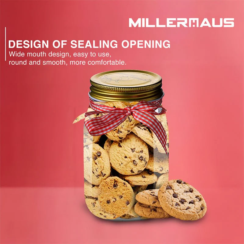 Millerhaus Glass Storage Jar 1000Ml with Metal Lid, Clear and Gold - Image 3