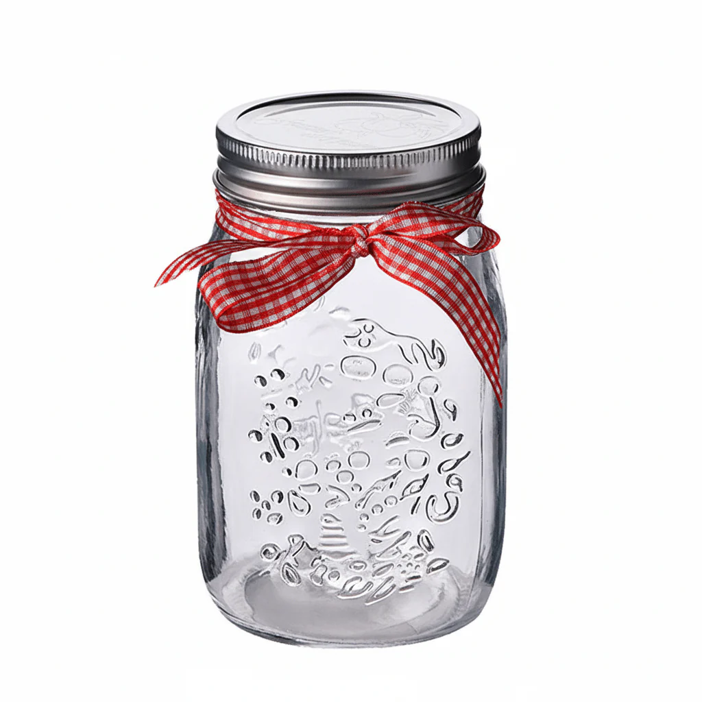 Millerhaus Glass Storage Jar 1000Ml with Metal Lid, Clear and Silver