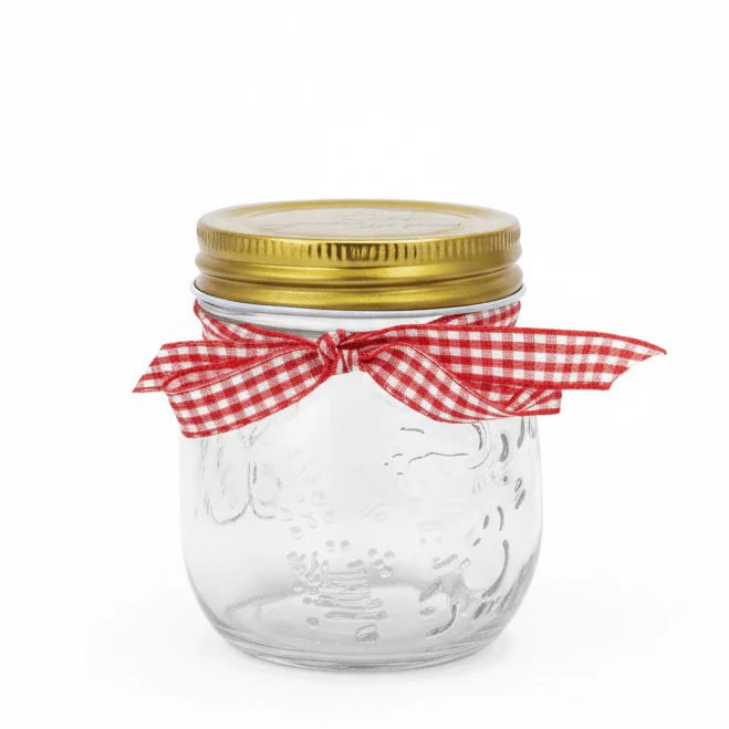 Nautilus Glass Storage Jar 250Ml with Metal Lid, Clear and Gold