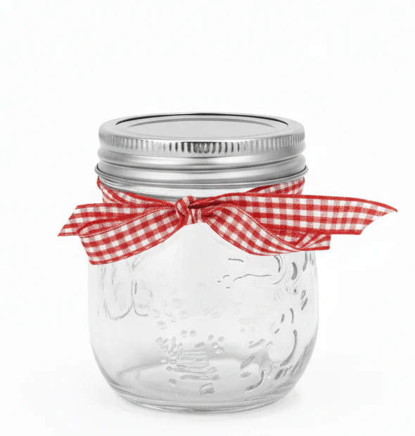 Nautilus Glass Storage Jar 250Ml with Metal Lid, Clear and Silver