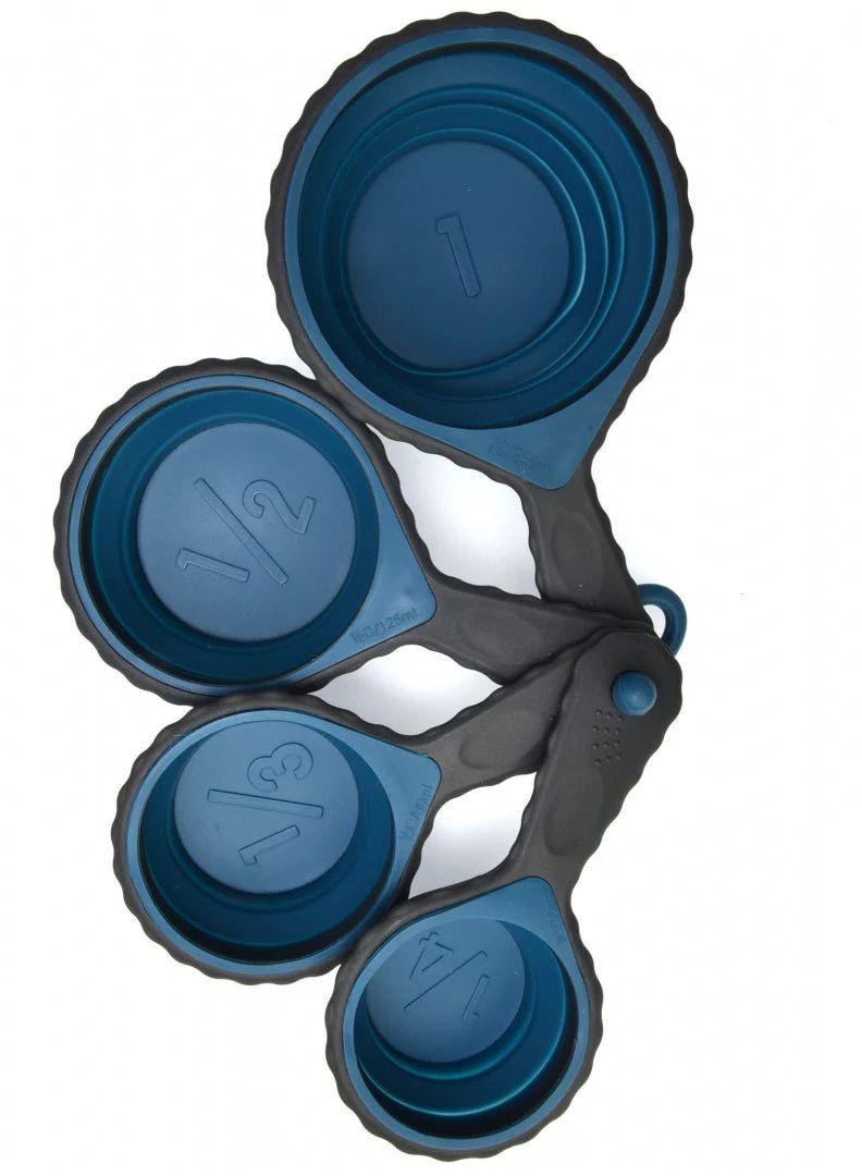 NAUTILUS Measuring Cup 4pcs Set (1/4cup, 1/3cup, 1/2cup, 1cup), Blue and Grey
