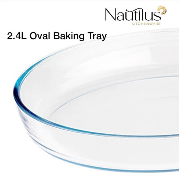 NAUTILUS Oval Borosilicate Glass Baking Tray/Roaster 2.4 Liter, 303mm*213mm*65mm, RNGT-10548 - Image 2