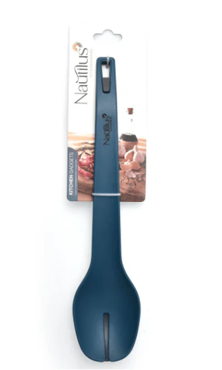 Nautilus Plastic Salad Spoon & Tongs- 30.5X6.8X3 Cm-Blue&Grey