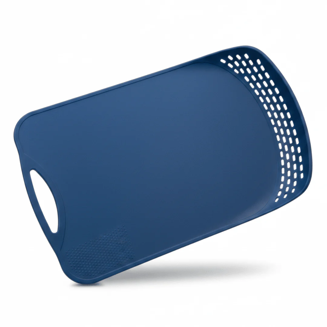 Nautilus 2-in-1 PP Cutting Board with Built-In Colander | 33×20cm | Navy Blue