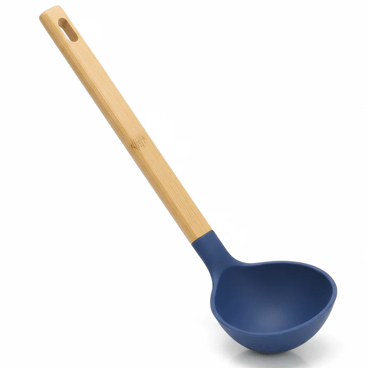 Nautilus Wooden Handle Silicone Ladle – 30cm Heat-Resistant Kitchen Tool (RNGT-5525)