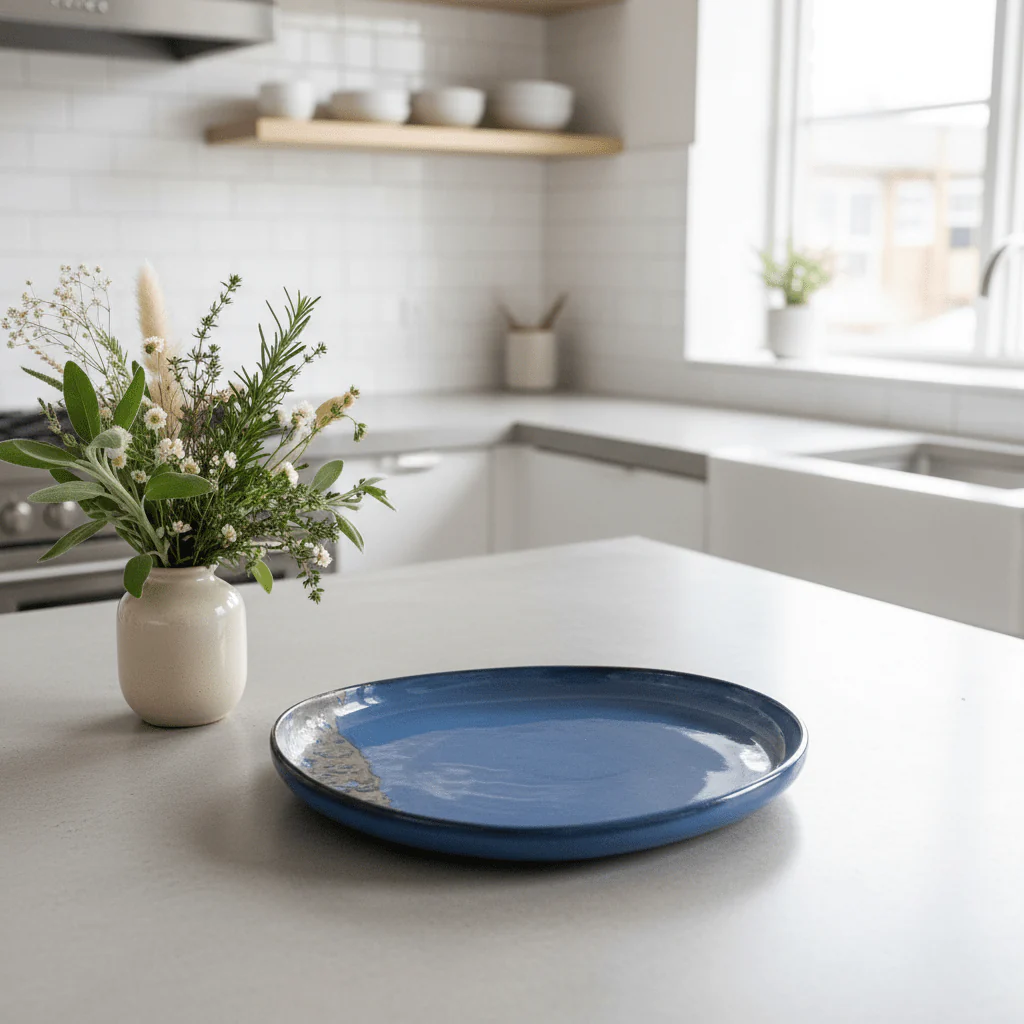 Navy Blue & Brown Reactive Glaze Ceramic Plate | 34cm , 28cm , 23cm | - Image 4