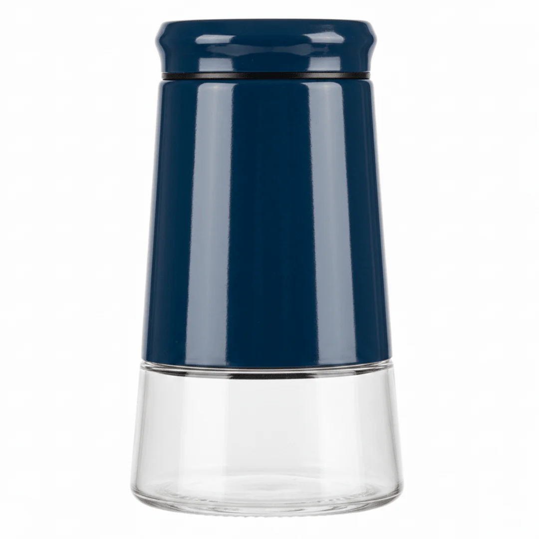 Navy Blue Metal & Glass Canister — 1 Litre