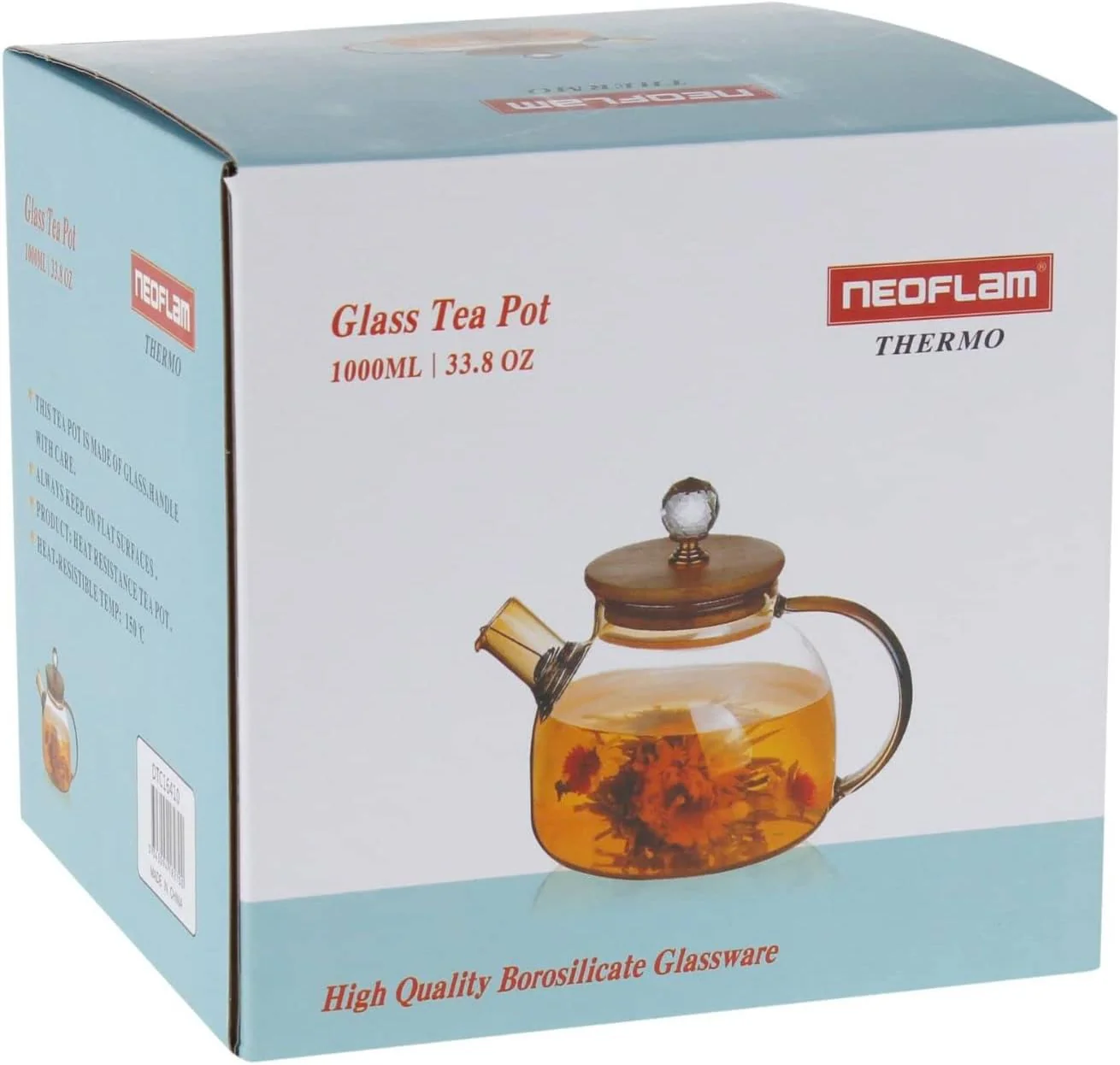 NEOFLAM Borosilicate Glass Tea Pot 1000ml - Image 6