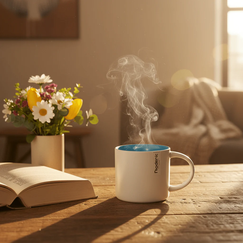 Niodenic Two-Tone Ceramic Mug | Matte White & Sky Blue | 330ml - Image 2