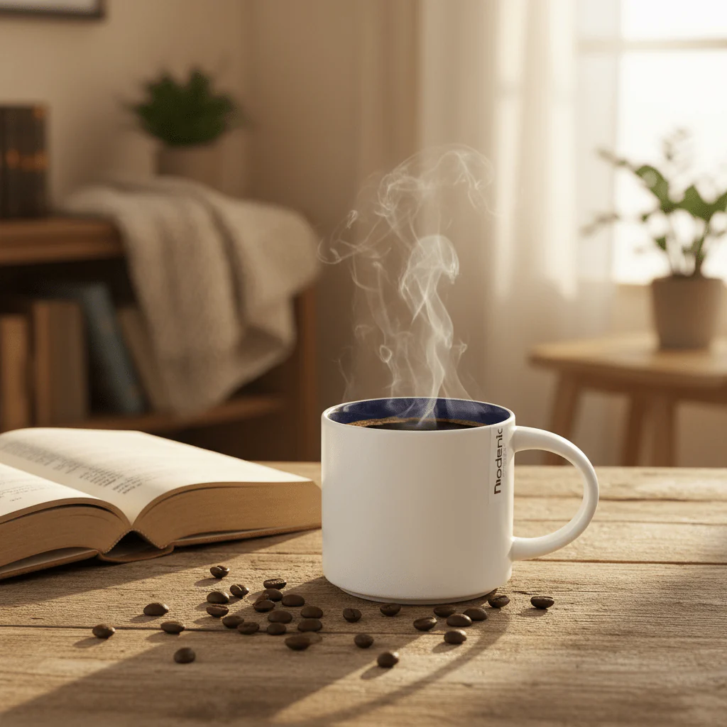 Niodenic 330ml Ceramic Coffee Mug | Matte White & Navy Blue Interior | Premium Drinkware - Image 2