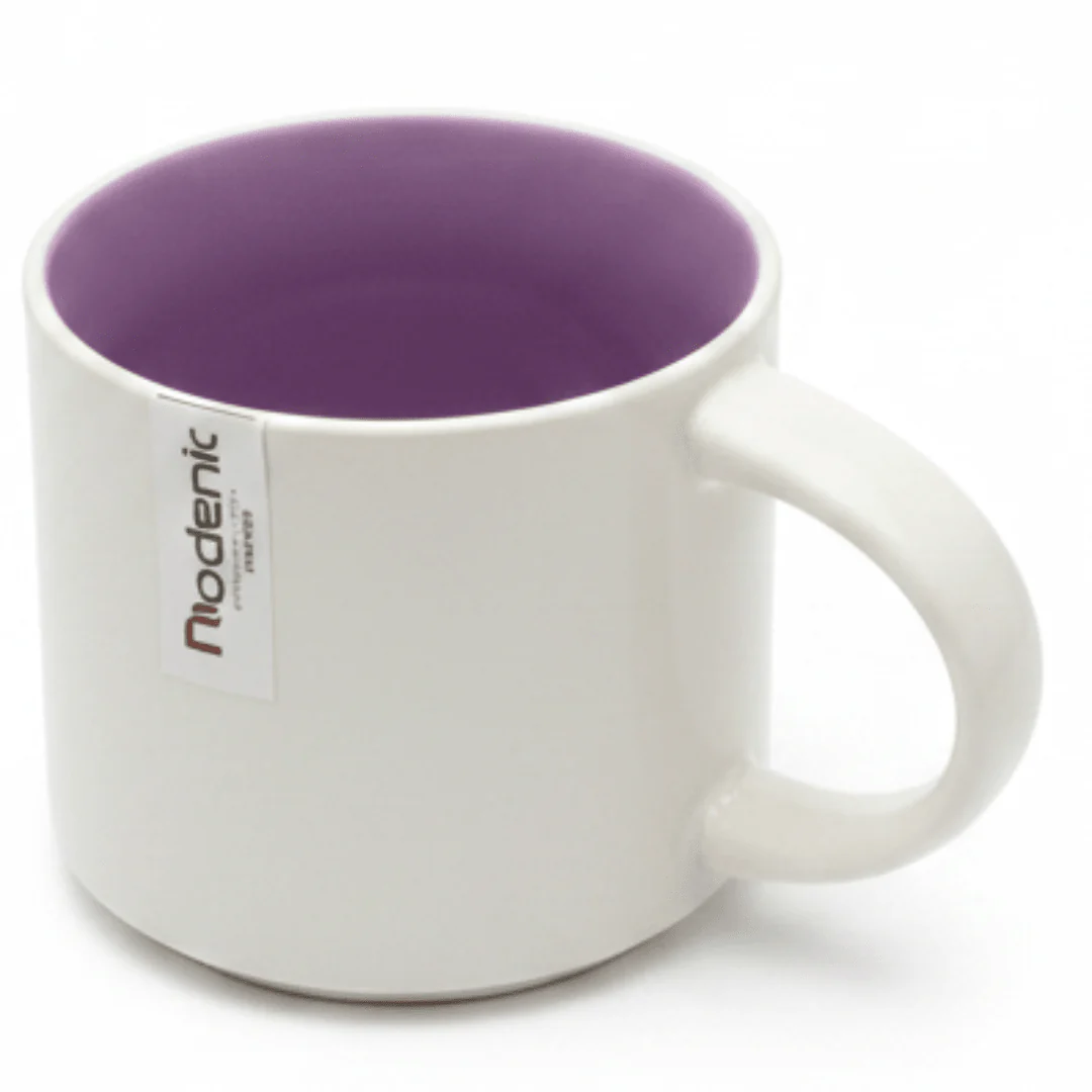 Niodenic Ceramic Mug — White & Lavender | 330ml