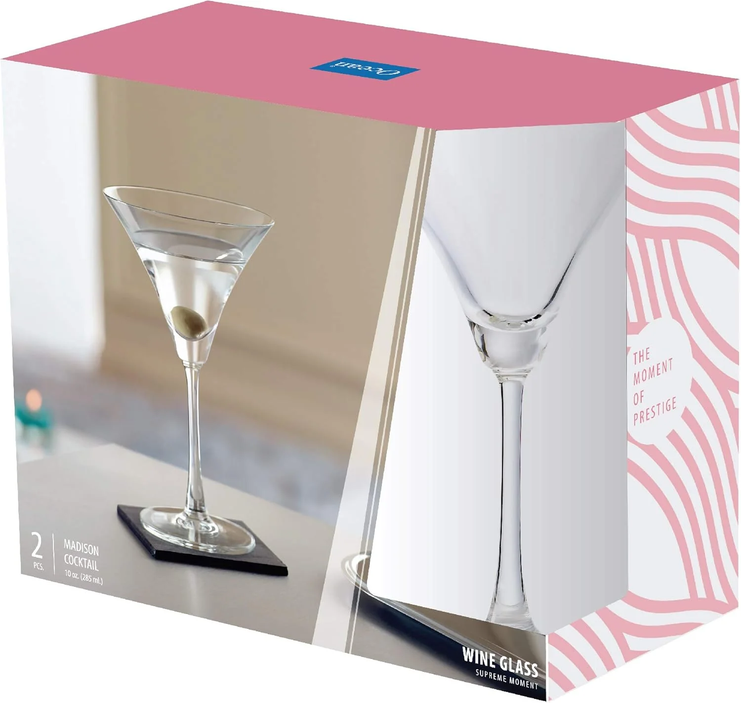Ocean Madison Cocktail Glasses Set Of 2, Clear, 285 Ml, 015C1002, Martini Glass, Coupe Glass, Margarita Glass, V-Shaped Glass, Conical Glass - Image 2
