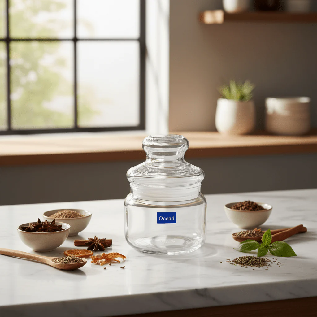 Ocean Plain Glass Canister with Lid — 325ML | Airtight Storage Jar - Image 3