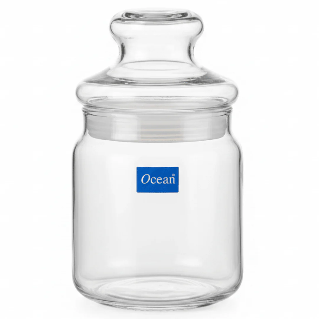 Ocean Plain Glass Canister 500ml — Airtight Glass Storage Jar with Lid
